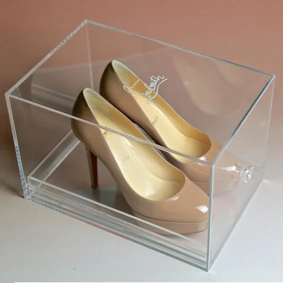 Custom Made Shoe Box Shop Display Acrylic Drop Front Shoe Box Wholesale Custom Drop Front Shoe