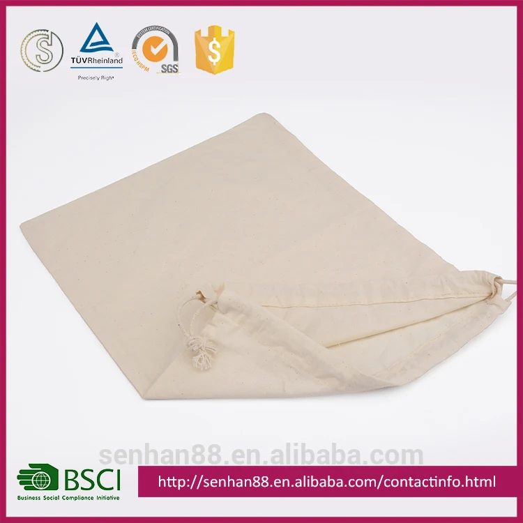 eco friendly small cotton linen drawstring dust bag with printed