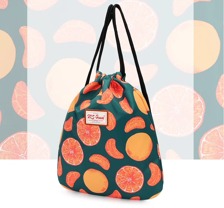 korean cute leisure canvas bag drawstring backpack for girls