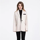 New arrival fashion popular genuine leather suit design womens white blazer jacket