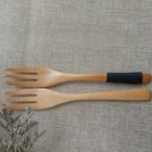 Wholesale Multi-size 3/4 teeth Long Handle Wooden Fruit Salad Fork