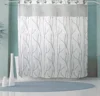 Hookless Jacquard bathroom waterproof Polyester flower leaves Shower Curtain with liner Light-Filtering Mesh for America amazon