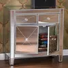 Hollywood Glam Silver Mirror Wood Trim Dresser Bedroom Chest Storage Nightstand Table