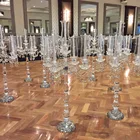 MH-TZ0365 Glass Hurricane 9 Crystal Wedding Candelabra