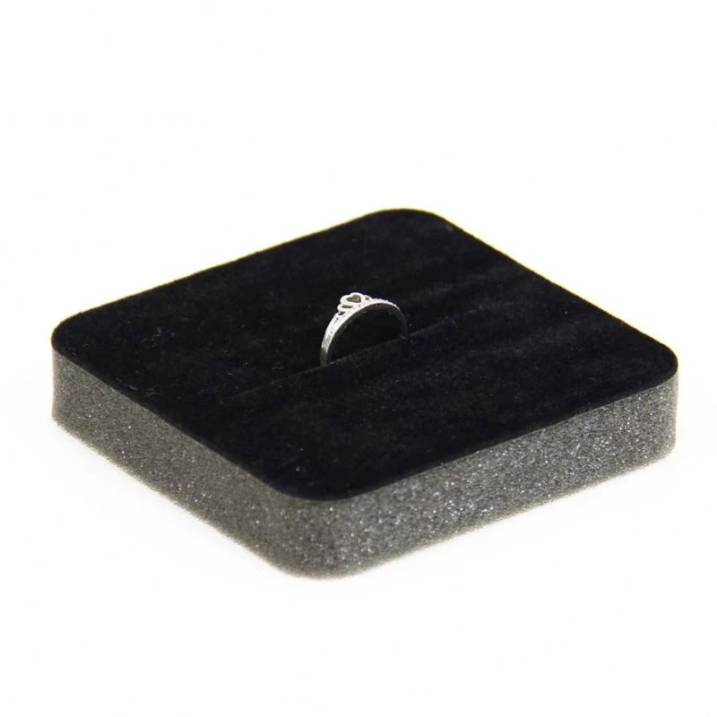 die cut dark velvet flocking foam insert jewelry ring box pu