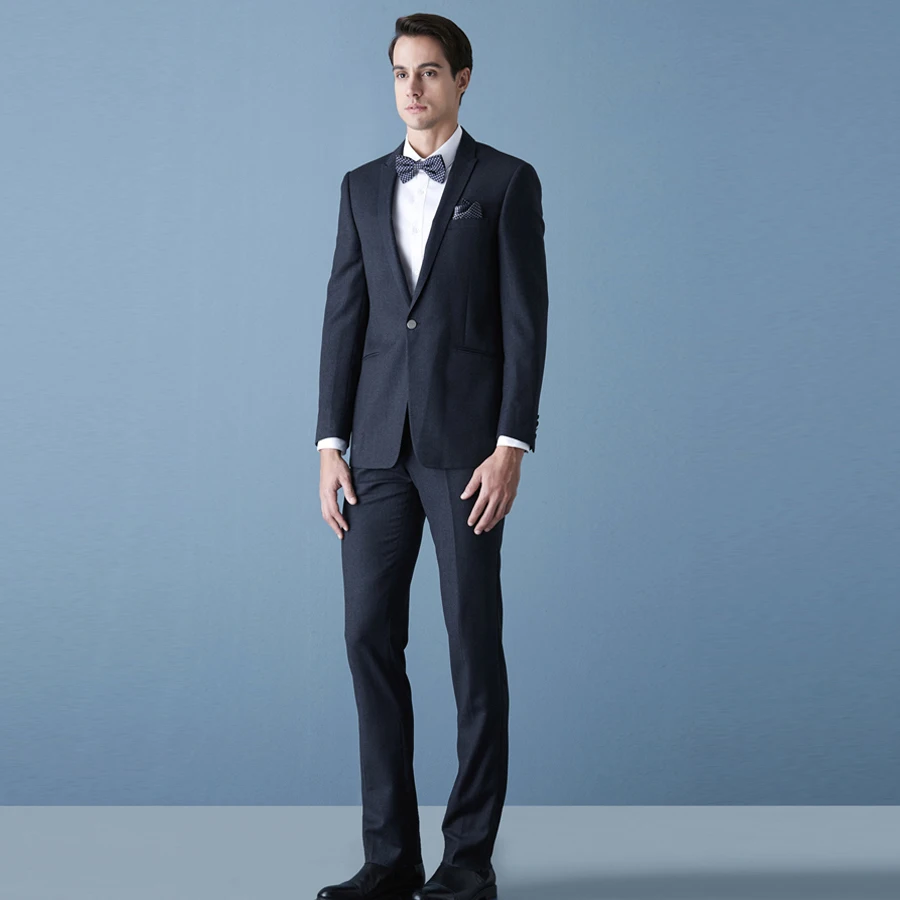 Черный Формальные для мужчин бизнес костюм свадебный для жениха Блейзер Masculino Slim Fit шт. (куртка + брюки девочек) Best