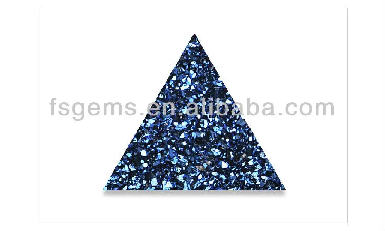 triangle shape blue color 8*8mm electroplated titanium druzy