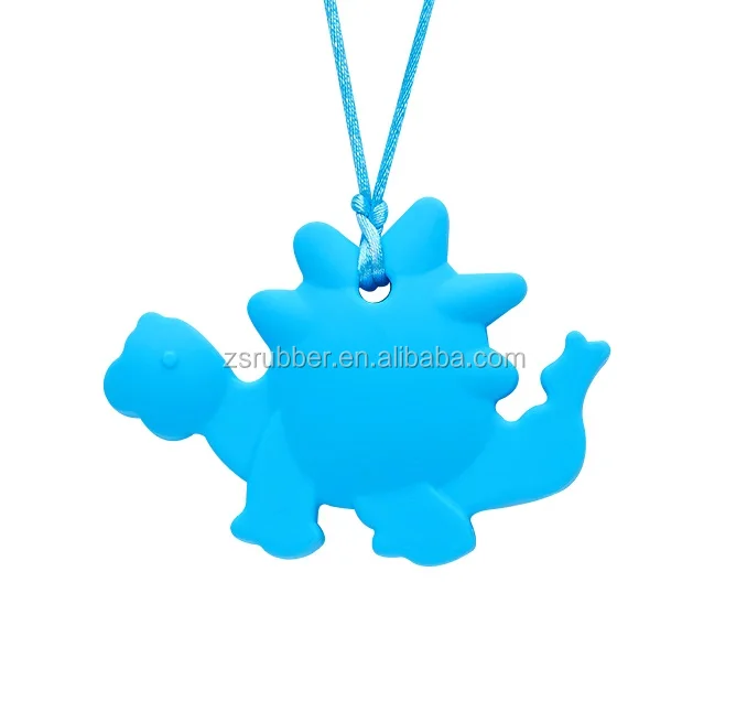 silicone teether dinosaur teething pendant chewing necklace for