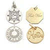 Factory price stamped matte gold silver brand logo custom metal pendant charm hang jewelry tags for necklace