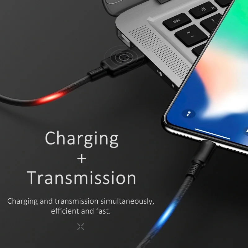 Volume Control Dance LED Light Flash Cable Data Sync 2A Fast Charging USB Cable - ANKUX.COM