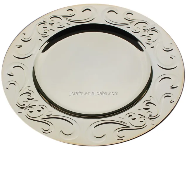 wholesale plastic paint round charger plate for wedding and