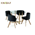 Hot sale clear tempered glass top dining room table and 4 chairs seater set