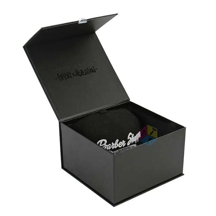 magnetic black paper square closure gift boxes with lids
