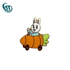 Custom Cute Animal Rabbit Bunny and Carrot Hard Enamel Lapel Pin for Kids Gift