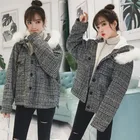 Korean style winter wears woman woolen coat short hooded trench coats