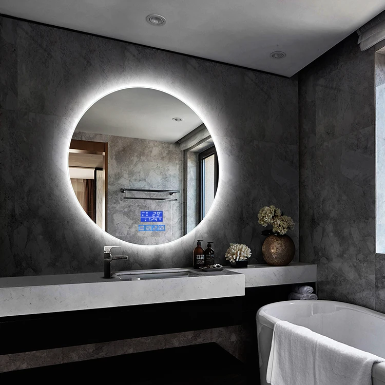 Круглый большой стены декоративные Bluetooth Led ванная комната Smart зеркало