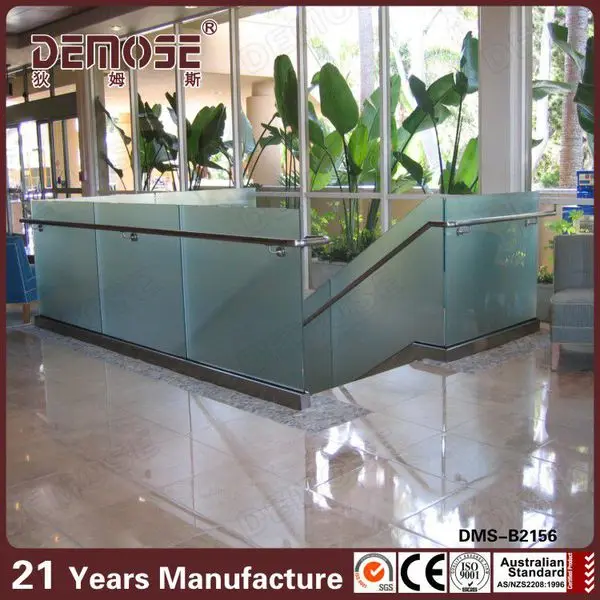 Frosted glass railing, indoor balcony railing/steel stair hand railing