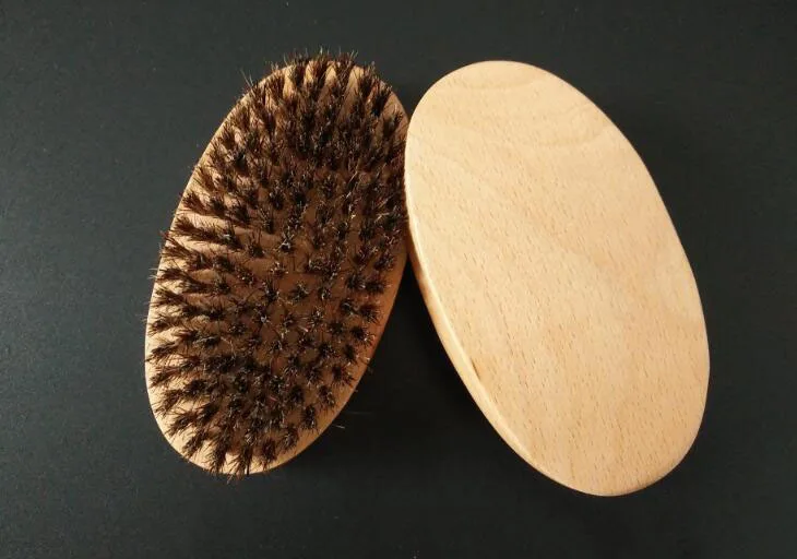 Foreign trade explosion, Boar Bristle brush, oval beech brush, male special beard brush, can engrave logo