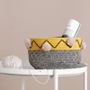 Pompom small mini round home household decorative christmas gift hampe fabric dim sum storage hampers woven cotton rope basket