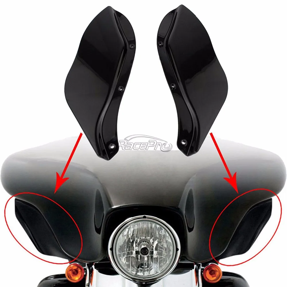 Premium Side Wing Windshield Air Deflectors Fairing For Harley Glide