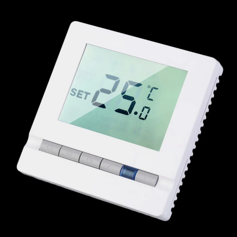 1Pc 16A/250V White LCD Display Thermostat Heat Thermostat Digital Temp Controller