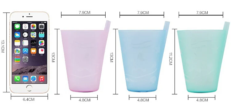 Amazon Hot Sale Children Plastic Drinking Water Cups Built in Drinking Straw Fruit Juice Milk Drink Home Cup Juice Cup