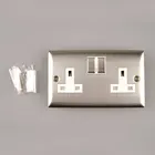 Double Electrical Outlet UK Standard 13A Wall Switch Socket