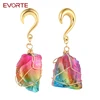 Evorte Body Jewelry Natural Stone Ear Weights Hangers Gauges Plugs Stainless Steel Hooks for Piercings