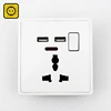 Universal Wall Socket 2 USB Charge Ports 3 Pins 1 Gang White Power Outlet with Multi-function