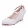 china platform white luminous diamond high heel wedge wedding shoes pearls women lady wedding bride shoes