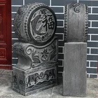 Chinese Foo Dog Marble Pair Statue Life Size Stone China Lion Sculpture