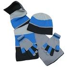 Acrylic knitted kids beanie hat mitten gloves scarf sets