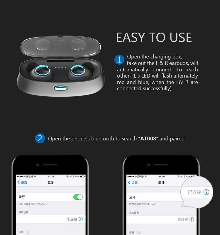 BT5.0 tws wireless noise cancelling earbuds for phone with ce fcc - ANKUX.COM