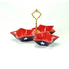 Hot Sale July 4th Independence Day Memorial Day Star Shape Ceramic Condiment Trio Serving Bowls with American Star Design