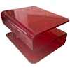 Decorative End Table for Home Custom Bespoke Cocktail Table Red Lucite S Shaped Coffee Table