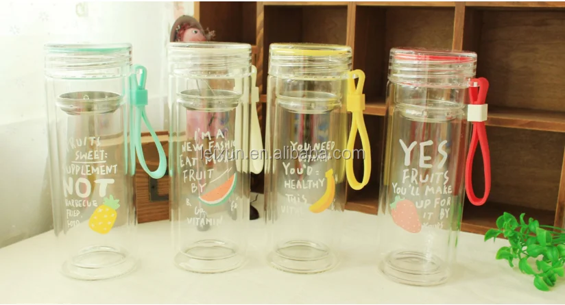 leak protected 4 colors glass tea bottle with portable ring