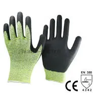 NMSAFETY 13 gauge nylon HPPE & acrylic double liner double coating foam latex winter use anti cut safety glove