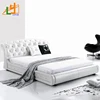 european style high-class bedroom furniture modern king size soft leather bed with side table