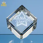 Nice Beveled Custom Square 3D Laser Etched Crystal Cube For Paperweight Award Gifts
