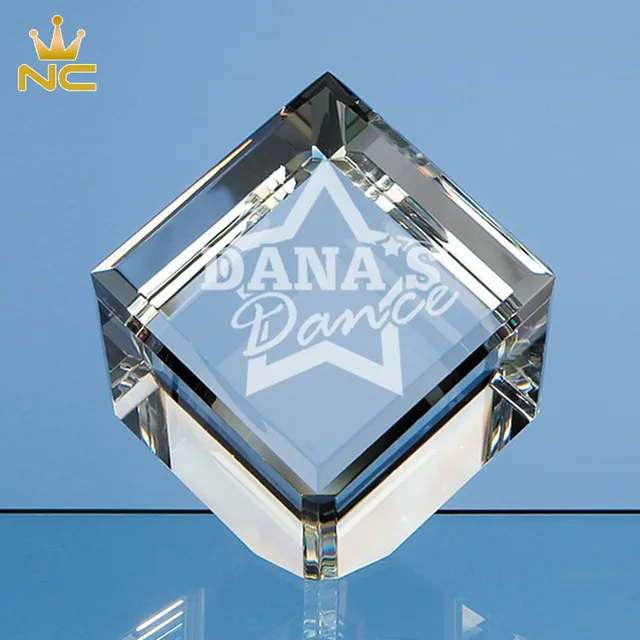 square 3d laser etched crystal cube for paperweight award gif