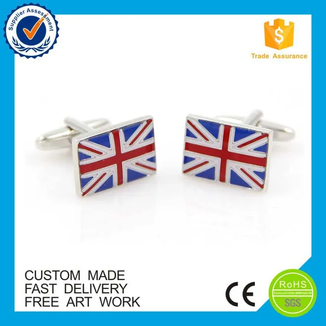 2016 men wholesale high quality uk flag epoxy metal cufflinks