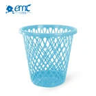 Round hollow out blue plastic household trash can with handles in different size