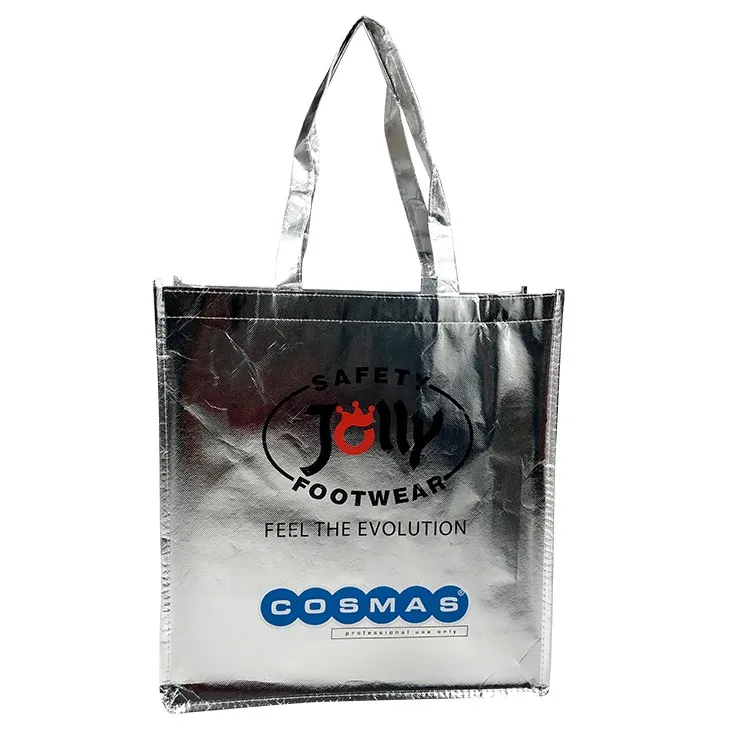 promotional full color printing silver packaging gift bag