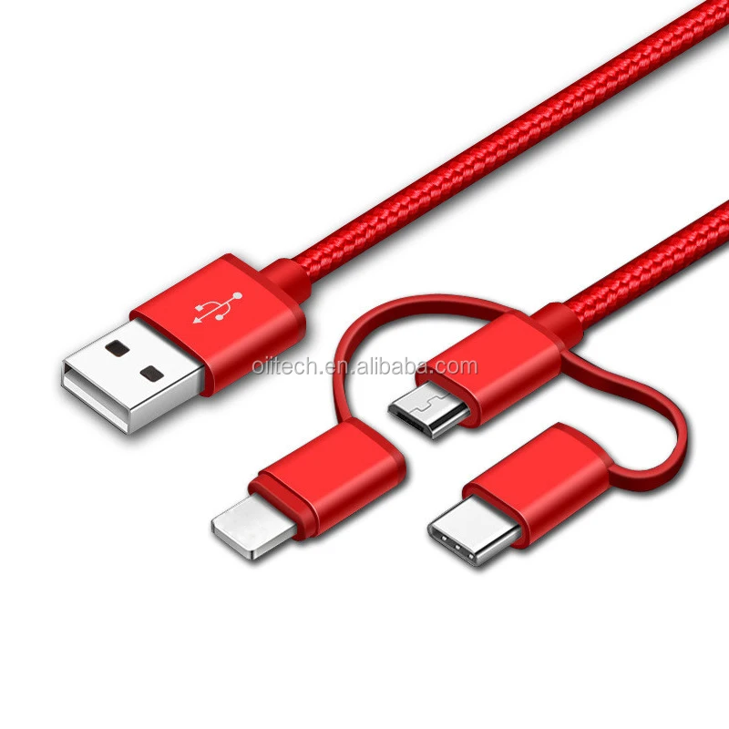 High quality nylon braided 3 in 1 multi usb data cables charging cable and sync data - ANKUX.COM