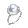 OEM Classical 14K White Gold Diamonds Ring Mounts For Big Pearls