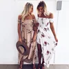 Summer Beach Women Long Dress Boho Style Off Shoulder Cut Out Floral Printed Women Maxi Dress Vestido