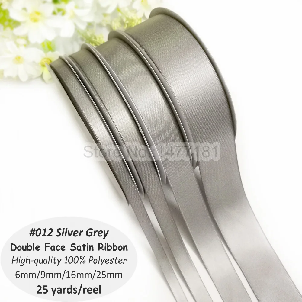 Double Face Satin Ribbon #012 Silver Grey 1