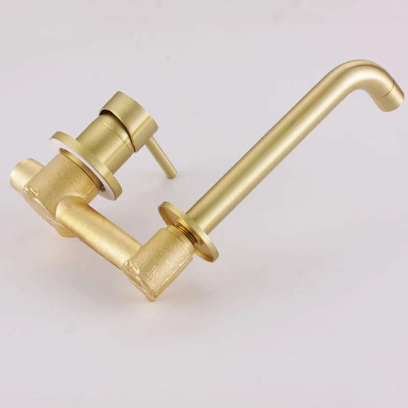 Bathroom Sink Faucet Wall Mounted Brass Brushed gold  Mixer Tap for Bathroom Sink Usage