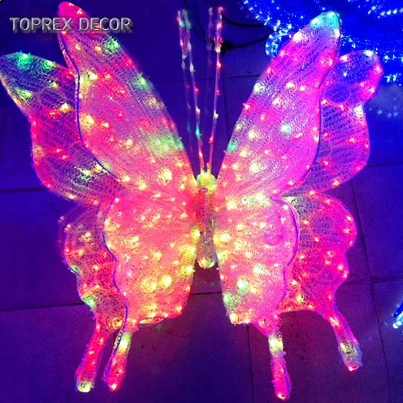 Handmade Rgb Changing Color Fairy Large Metal Butterfly Wing Wall