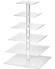 Mutil tiers clear square acrylic dessert wedding cake tower transparent cake display stand custom sizes logo